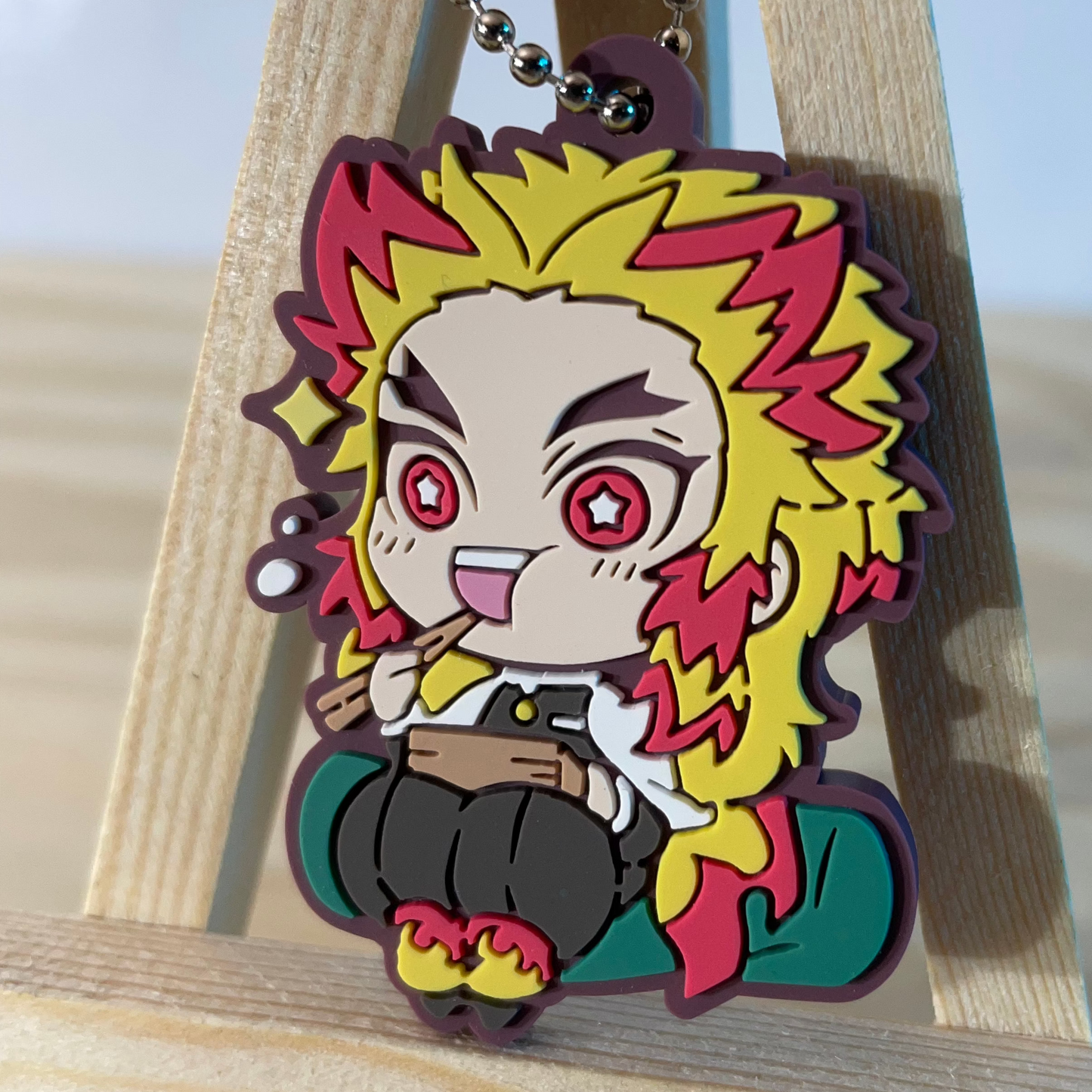 KYOJURO RENGOKU EATING - Rubber Keychain - Demon Slayer / Kimetsu No Yaiba