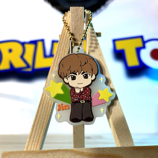 JIN - Tiny Tan - Rubber Keychain - Kpop - BTS